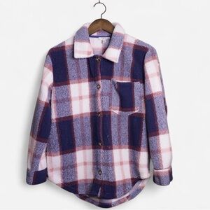 Women's Como Blu Plaid Shacket - white and Blue